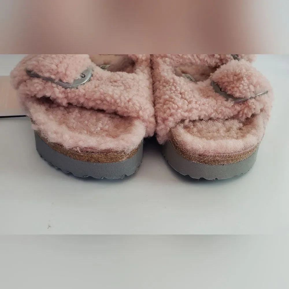 NWT Birkenstock Papillio Big Buckle Teddy Crystal Rose